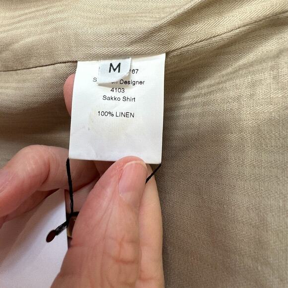 NWT BLESS 2-Piece Tan Pastel Melange 100% Linen Sakko Shirt & Linen Pants Medium - Picture 6 of 16